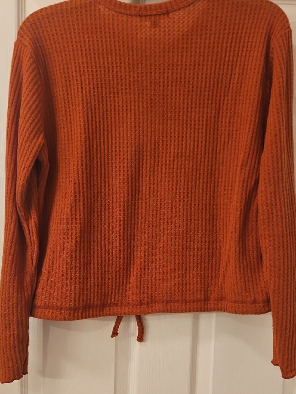 Poof! Rust Waffle Henley with Drawstring - Picture 3 of 4